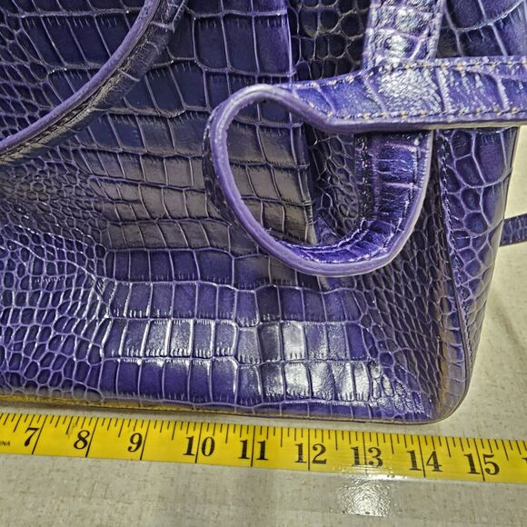 Etienne Aigner Purple Leather Croc Embossed Crossbody Bag Colorful Y2K - Picture 8 of 16